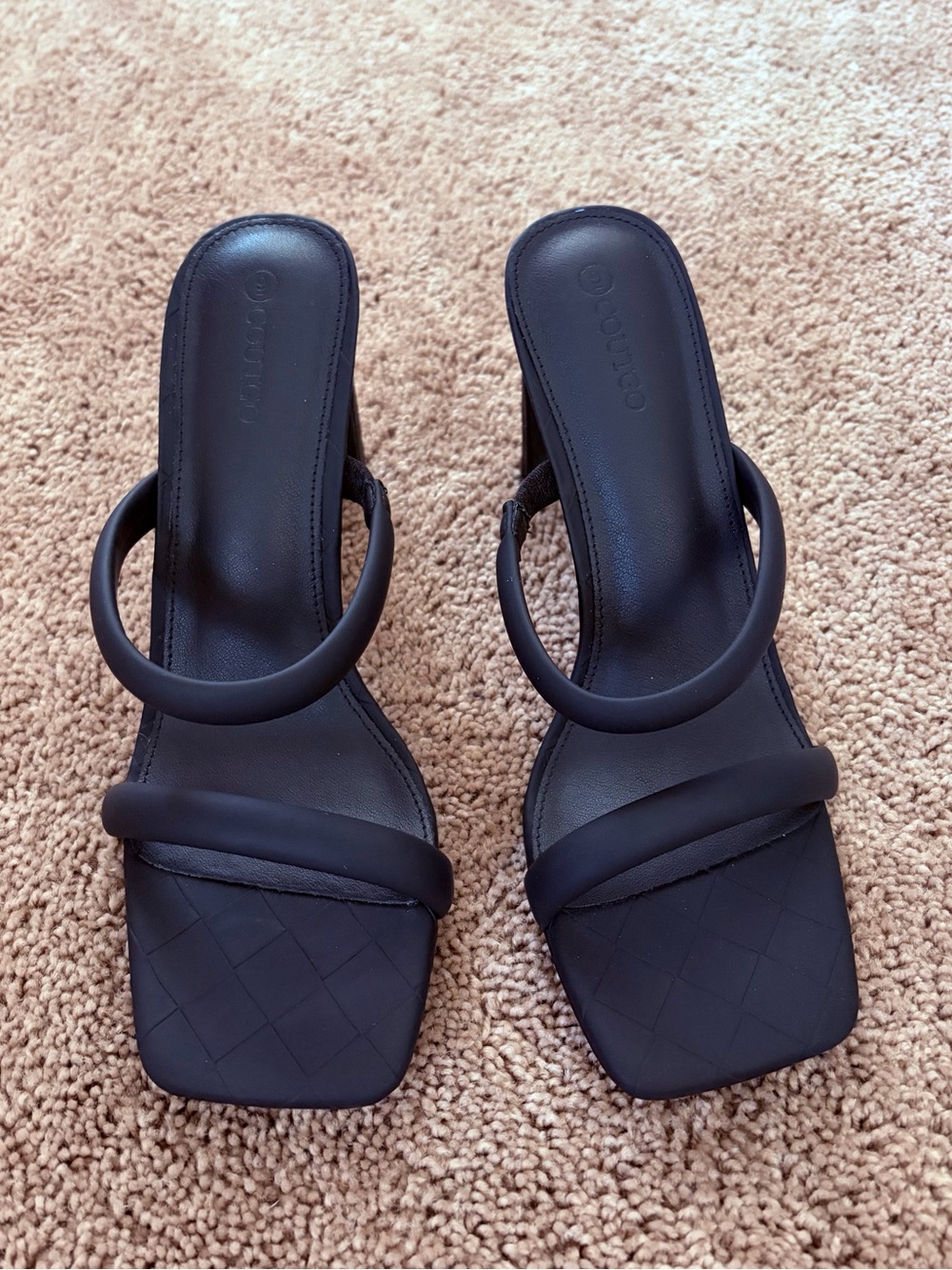 Coutgo Square-Toe Slide heeled Sandals with Double Strap